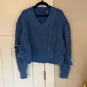 Ralph Lauren Textured Blue Knit Sweater